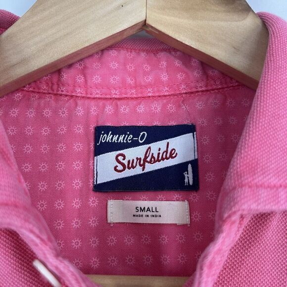Johnnie O Polo Shirt Size Small Mens Pink Surfside Original Pique Golf Beach - Picture 3 of 7
